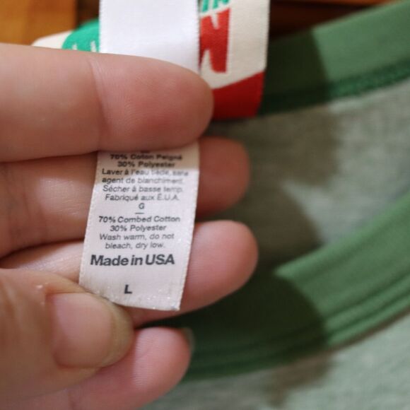 Vintage Mountain Dew Green Ringer T-Shirt Spellout Logo Made in USA Large - Picture 7 of 9